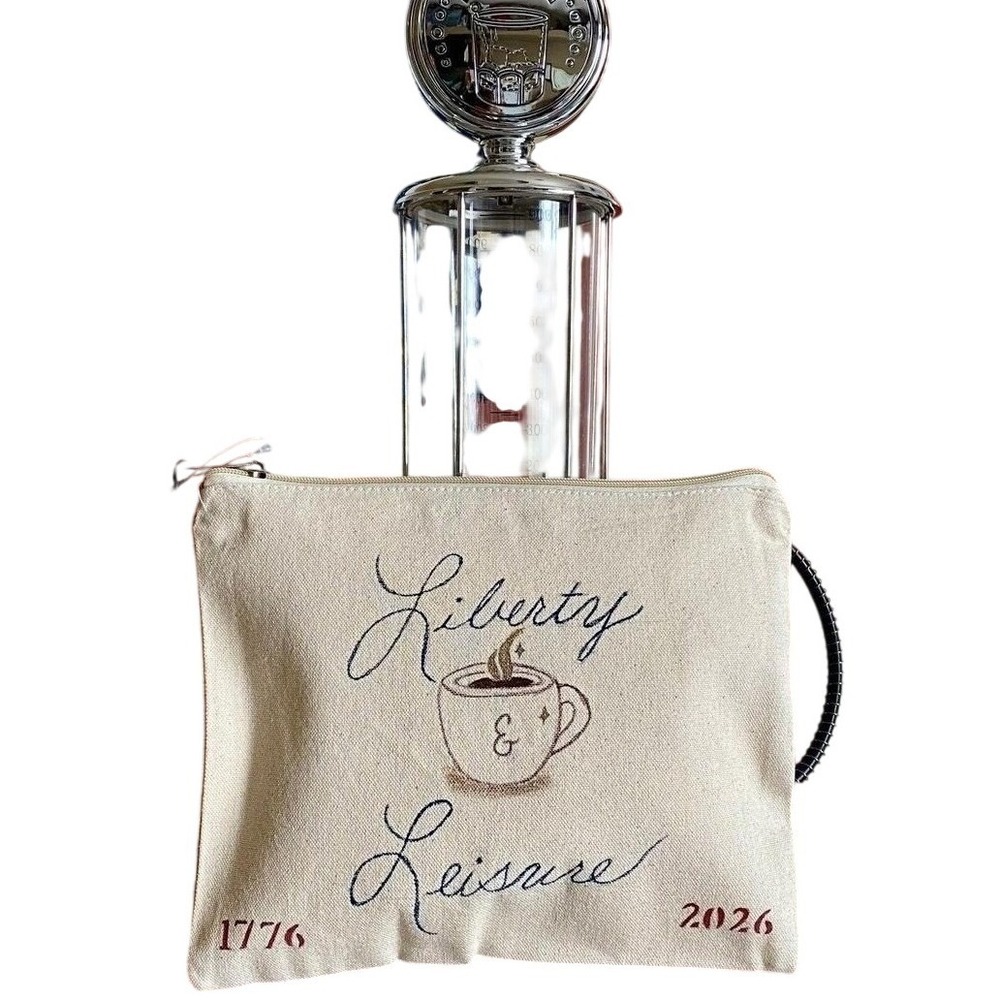 Liberty & Leisure Leisure Pouch Hand‎ Painted Coffee Lover Canvas Travel Pouch